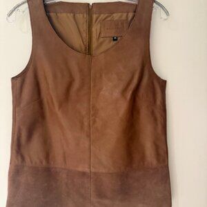 Brown Leather Sleeveless Top / Vest – Size 36